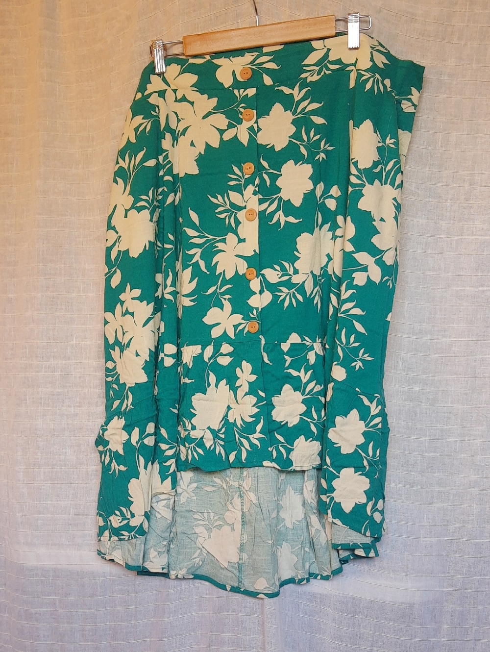torrid Teal Floral High-Low Button Front Skirt